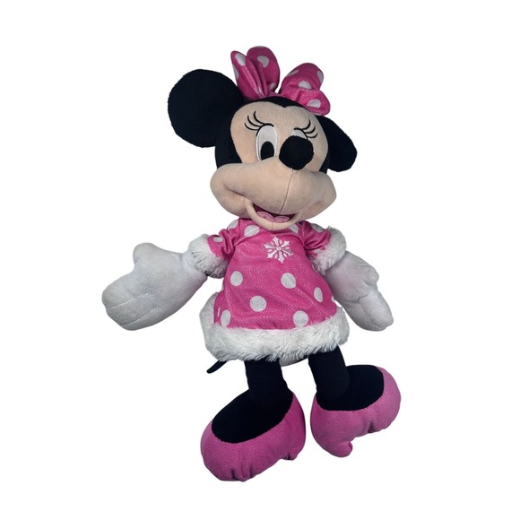Disney Minnie Mouse Plush Doll In Pink Polka Dot Dress With Bow 20 inches Tall - Picture 2 of 7